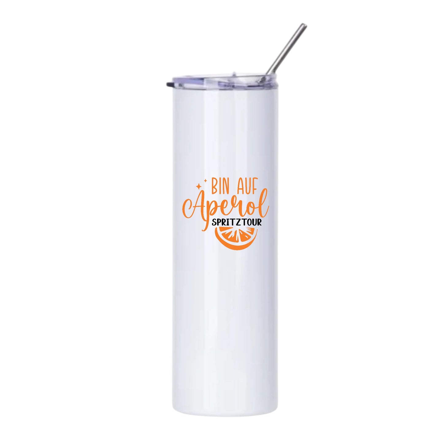Aperolbecher TO GO Weinbecher Edelstahl Isolierter Becher Aperol Spritz Thermobecher + Strohhalm Edelstahl Geschenk Frau Freundin
