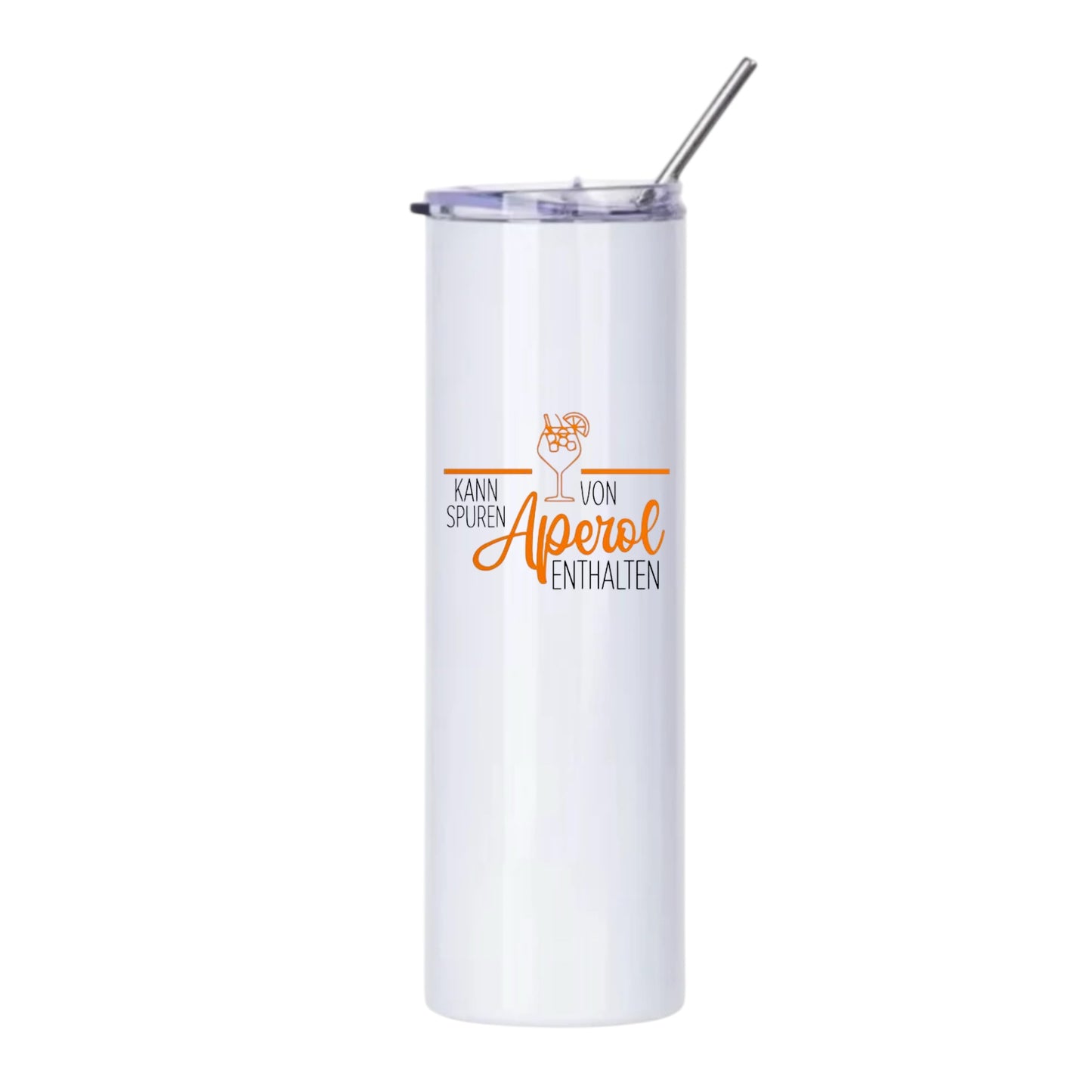 Aperolbecher TO GO Weinbecher Edelstahl Isolierter Becher Aperol Spritz Thermobecher + Strohhalm Edelstahl Geschenk Frau Freundin
