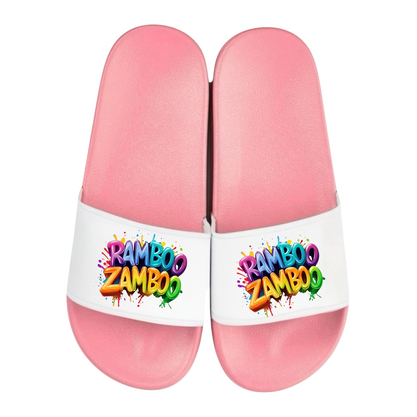 Badelatschen personalisiert „RAMBO ZAMBO“ – Schlappen Slipper - Badeschuhe Partyurlaub, Malle Fahrt, Abschlussfahrt, lustige Geschenkidee