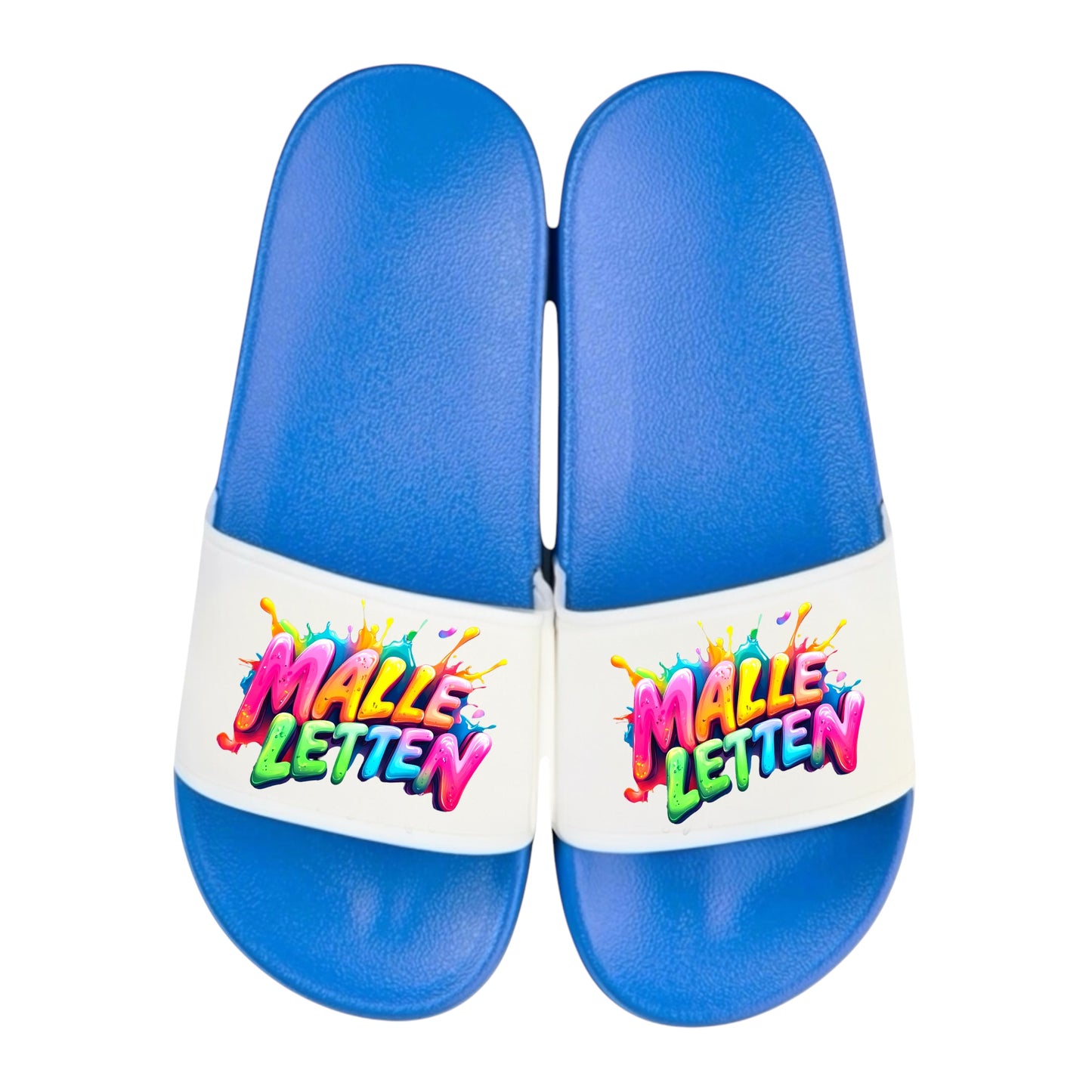 Badelatschen personalisiert „MALLE LETTEN“ – Schlappen Slipper - Badeschuhe Partyurlaub, Malle Fahrt, Abschlussfahrt, lustige Geschenkidee