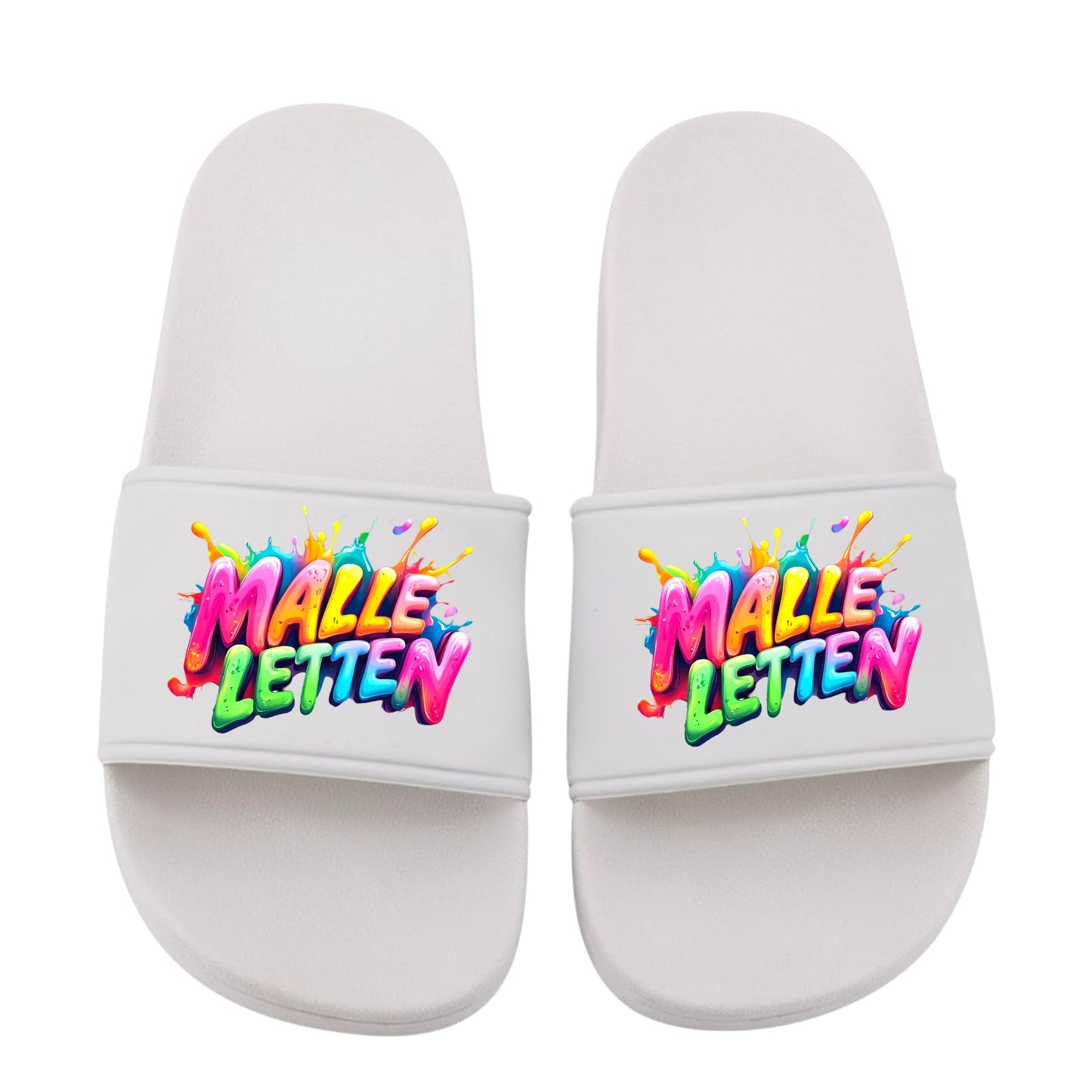 Badelatschen personalisiert „MALLE LETTEN“ – Schlappen Slipper - Badeschuhe Partyurlaub, Malle Fahrt, Abschlussfahrt, lustige Geschenkidee