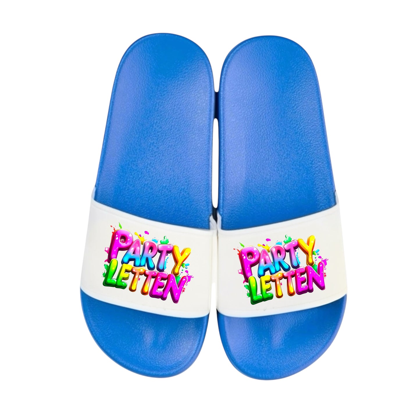 Badelatschen personalisiert „PARTY LETTEN“ – Schlappen Slipper Slides - Badeschuhe Partyurlaub, Malle Fahrt, Abschlussfahrt, lustige Geschenkidee