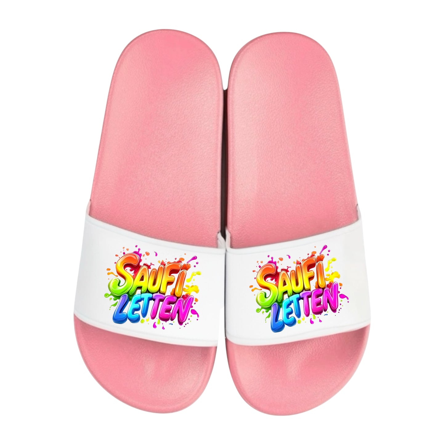 Badelatschen „SAUFI LETTEN“ – Schlappen Slipper Slides - Badeschuhe Partyurlaub, Malle Fahrt, Abschlussfahrt, lustige Geschenkidee