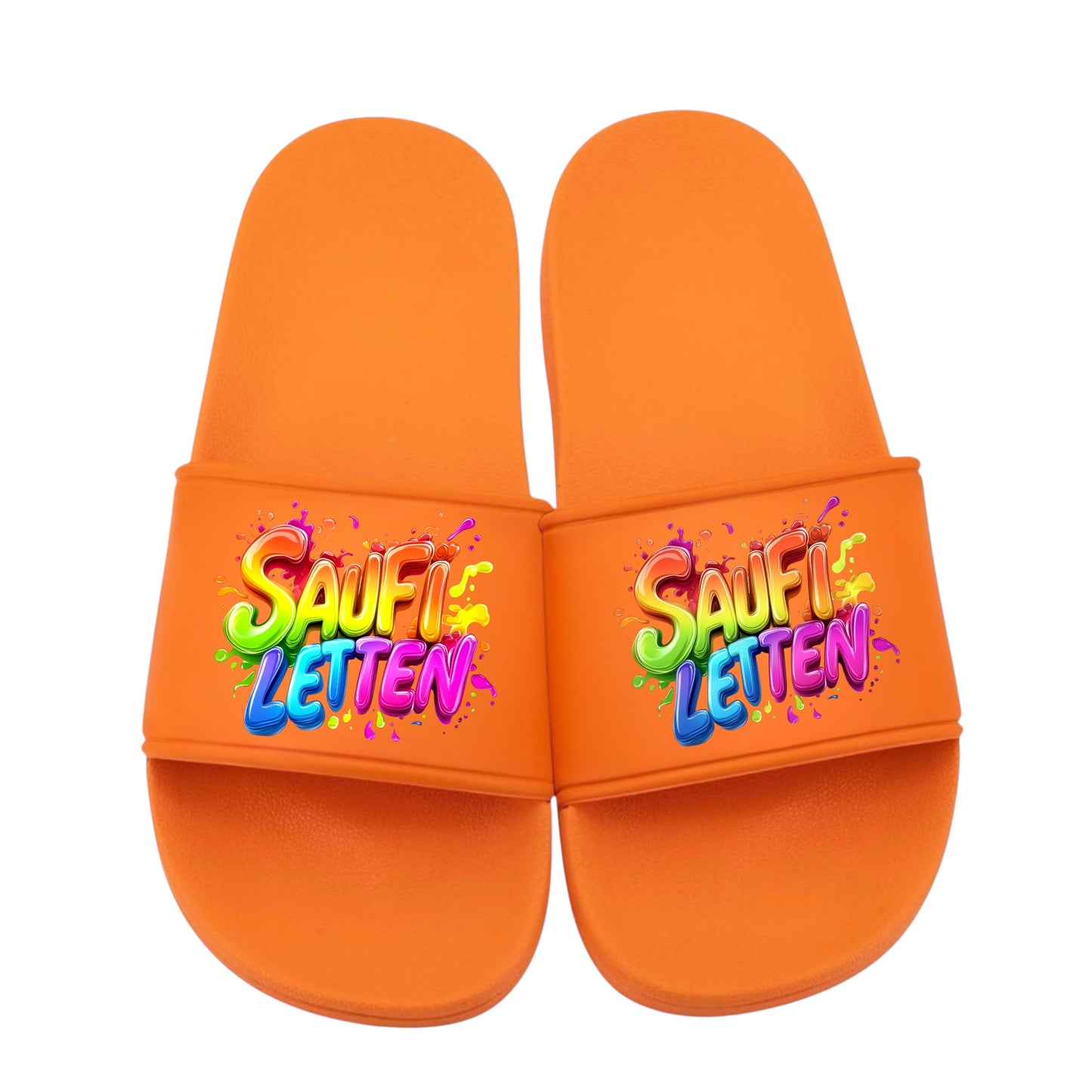 Badelatschen „SAUFI LETTEN“ – Schlappen Slipper Slides - Badeschuhe Partyurlaub, Malle Fahrt, Abschlussfahrt, lustige Geschenkidee