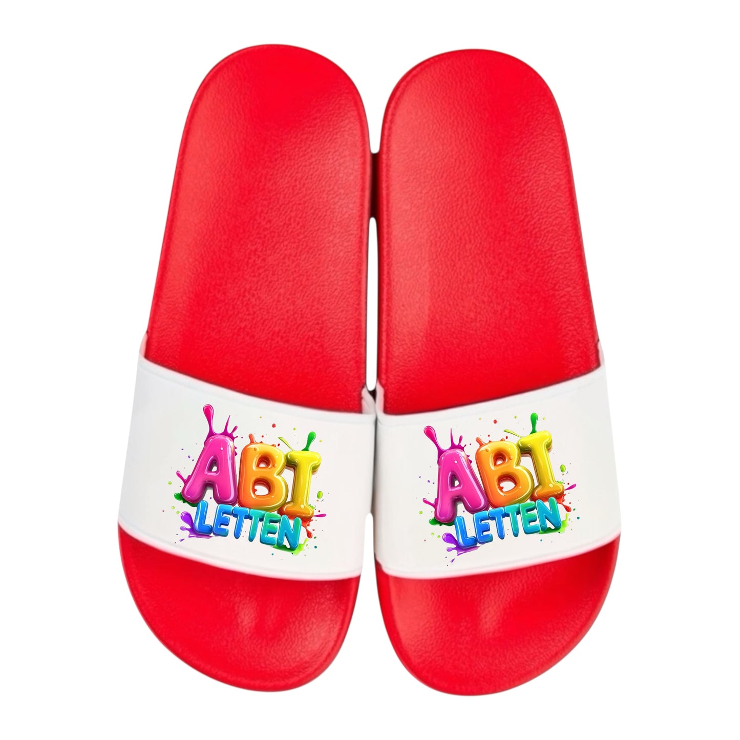 adelatschen personalisiert „ABI LETTEN “ – Schlappen Slipper - Geschenk zum Abitur, ABI, lustige Geschenkidee, Abschluss, Hochschulreife
