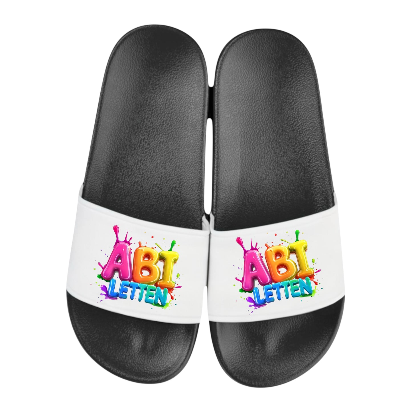 adelatschen personalisiert „ABI LETTEN “ – Schlappen Slipper - Geschenk zum Abitur, ABI, lustige Geschenkidee, Abschluss, Hochschulreife