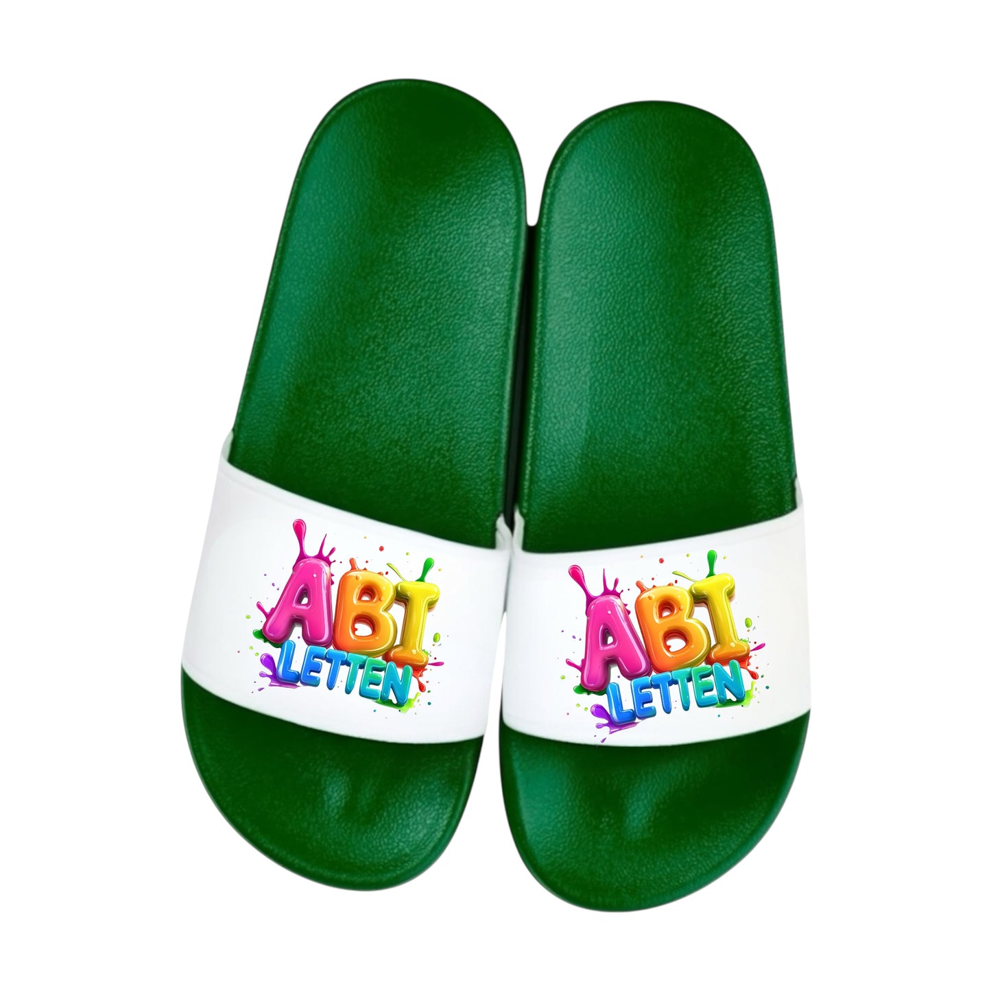 adelatschen personalisiert „ABI LETTEN “ – Schlappen Slipper - Geschenk zum Abitur, ABI, lustige Geschenkidee, Abschluss, Hochschulreife