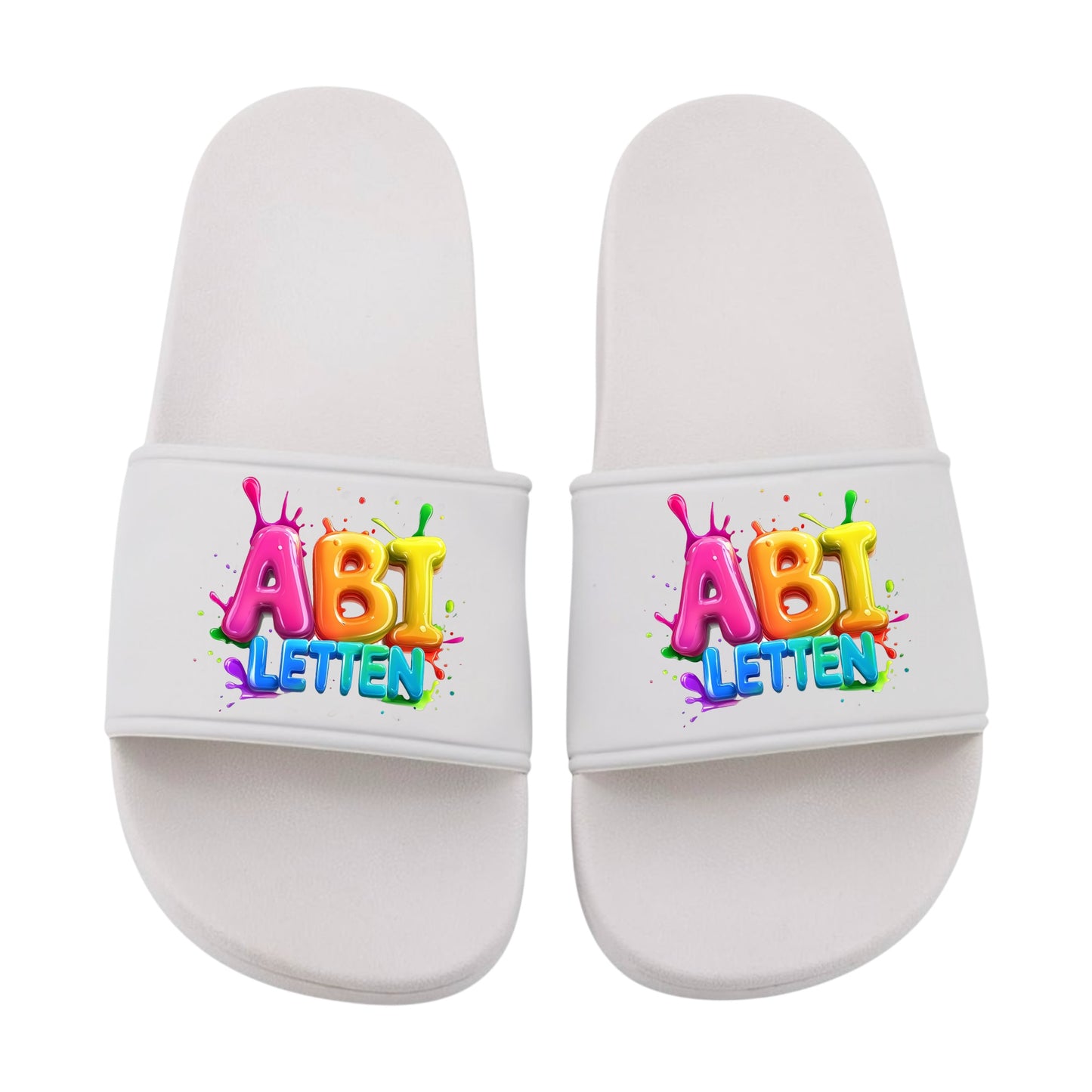 adelatschen personalisiert „ABI LETTEN “ – Schlappen Slipper - Geschenk zum Abitur, ABI, lustige Geschenkidee, Abschluss, Hochschulreife