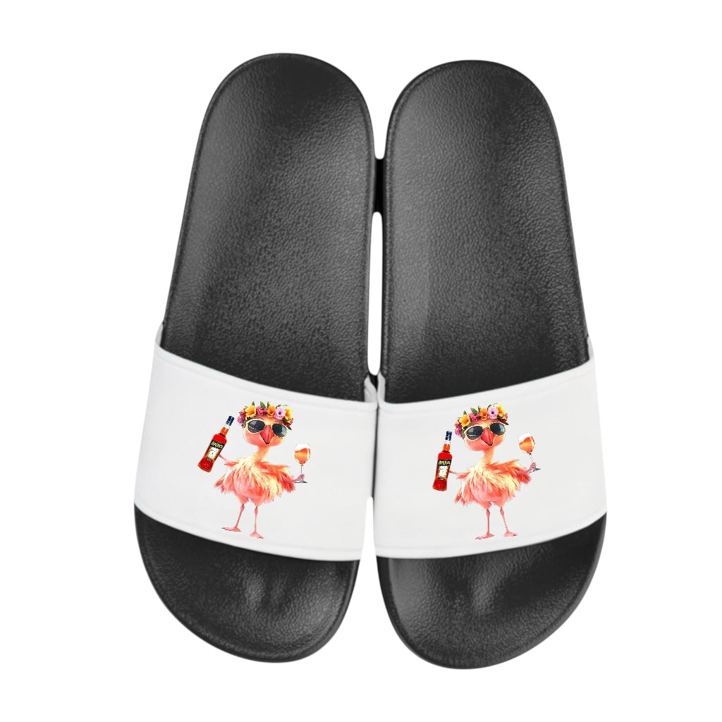 Badelatschen „Flamingo Aperol“ – Schlappen Slipper Slides - Badeschuhe Partyurlaub, Malle Fahrt, Mädelsurlaub