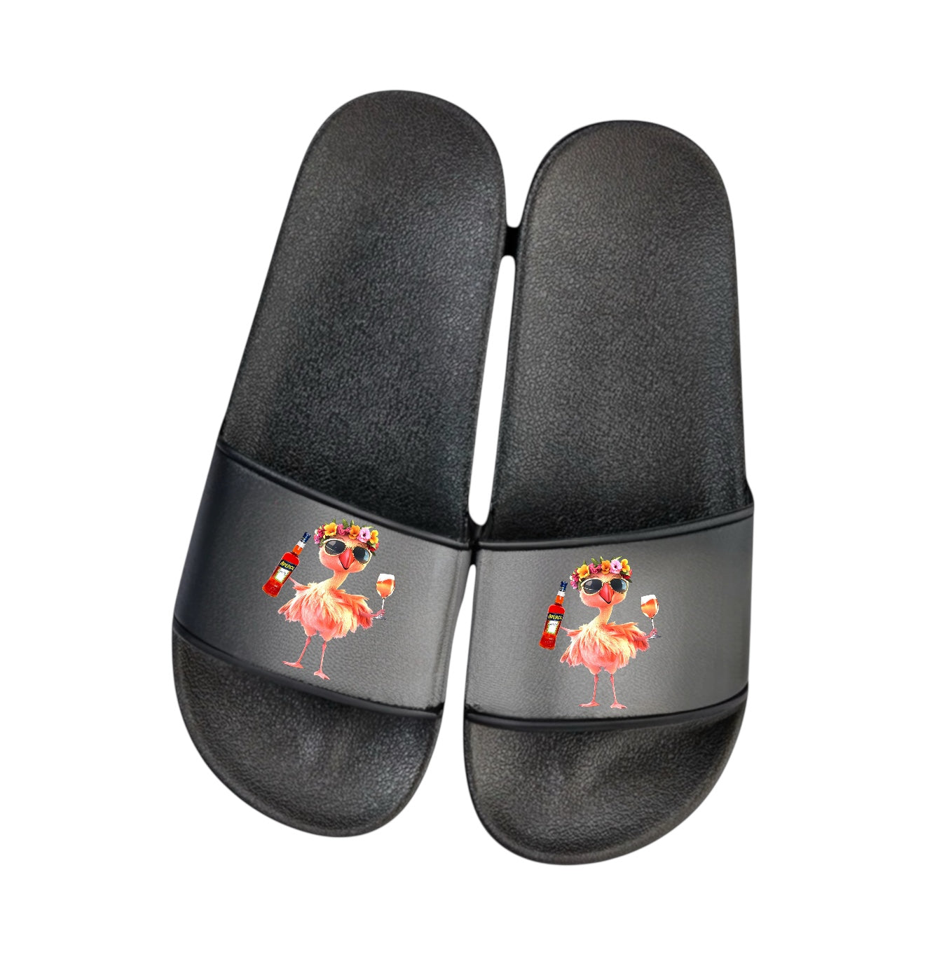 Badelatschen „Flamingo Aperol“ – Schlappen Slipper Slides - Badeschuhe Partyurlaub, Malle Fahrt, Mädelsurlaub
