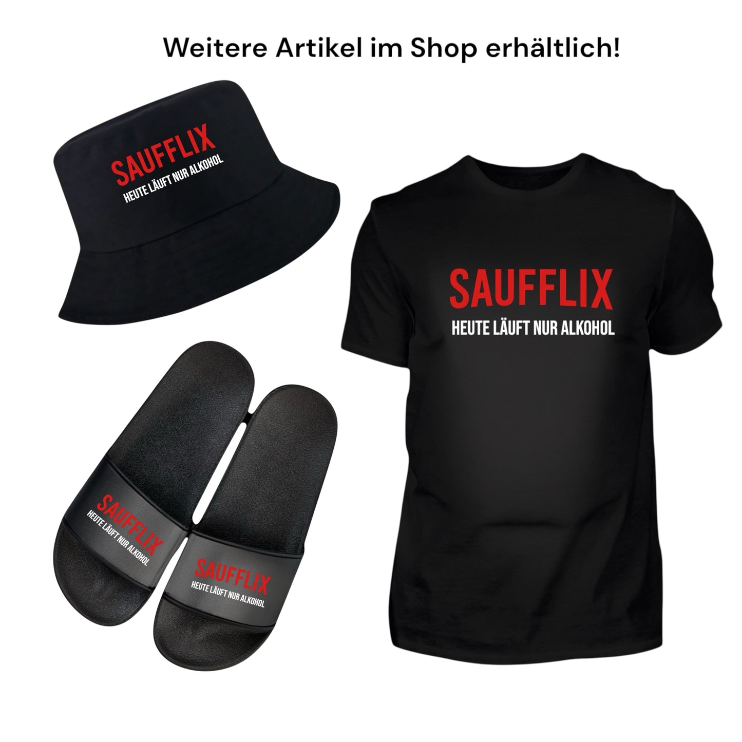 T-Shirt - Party-Shirt - T-Shirt 🍻 SAUFFLIX – Heute läuft nur Alkohol! 🍻Malle 2025, lustiges Party Shirt, Mallorca Tour