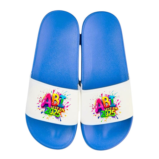 adelatschen personalisiert „ABI LETTEN 2025“ – Schlappen Slipper - Geschenk zum Abitur, ABI, lustige Geschenkidee, Abschluss, Hochschulreife