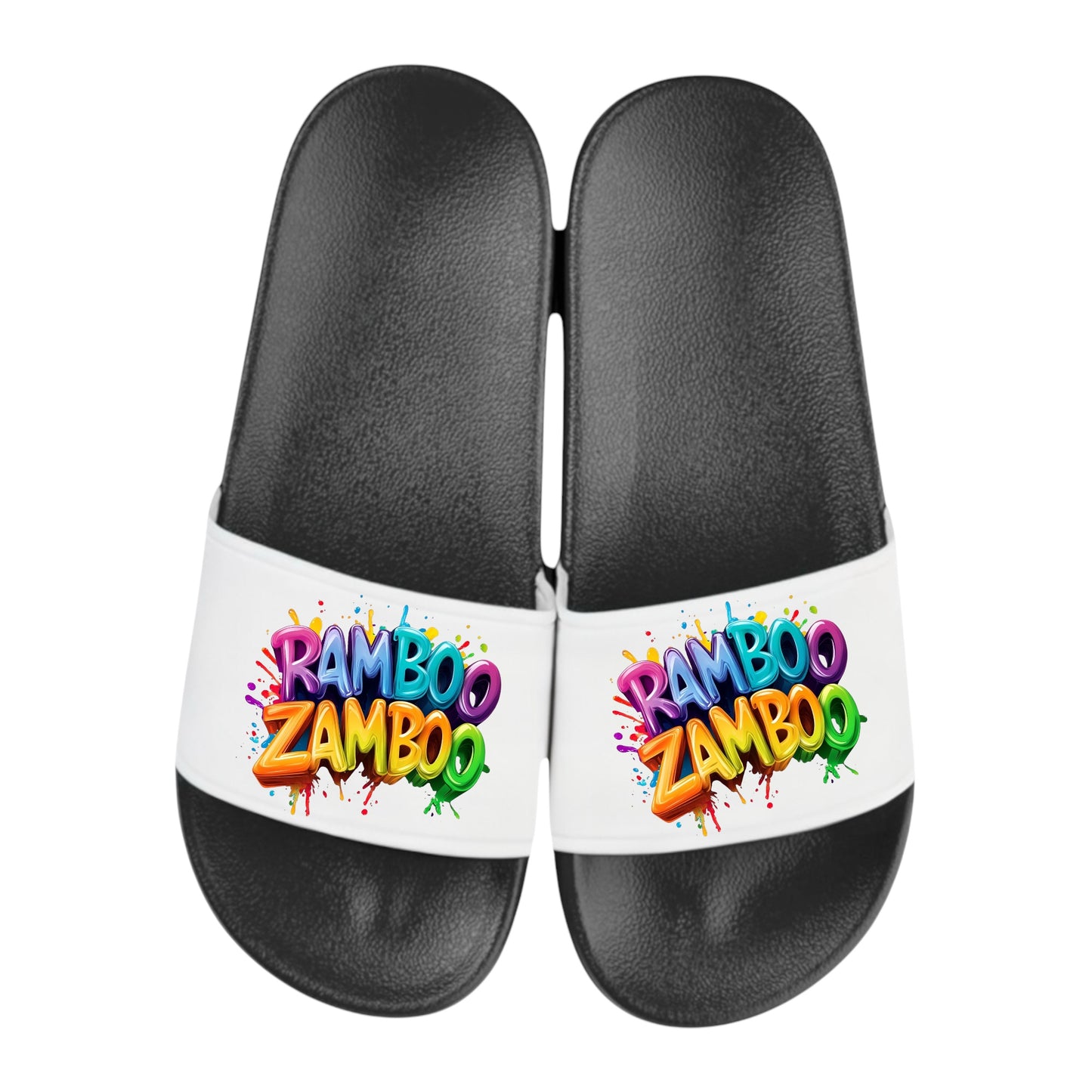 Badelatschen personalisiert „RAMBO ZAMBO“ – Schlappen Slipper - Badeschuhe Partyurlaub, Malle Fahrt, Abschlussfahrt, lustige Geschenkidee