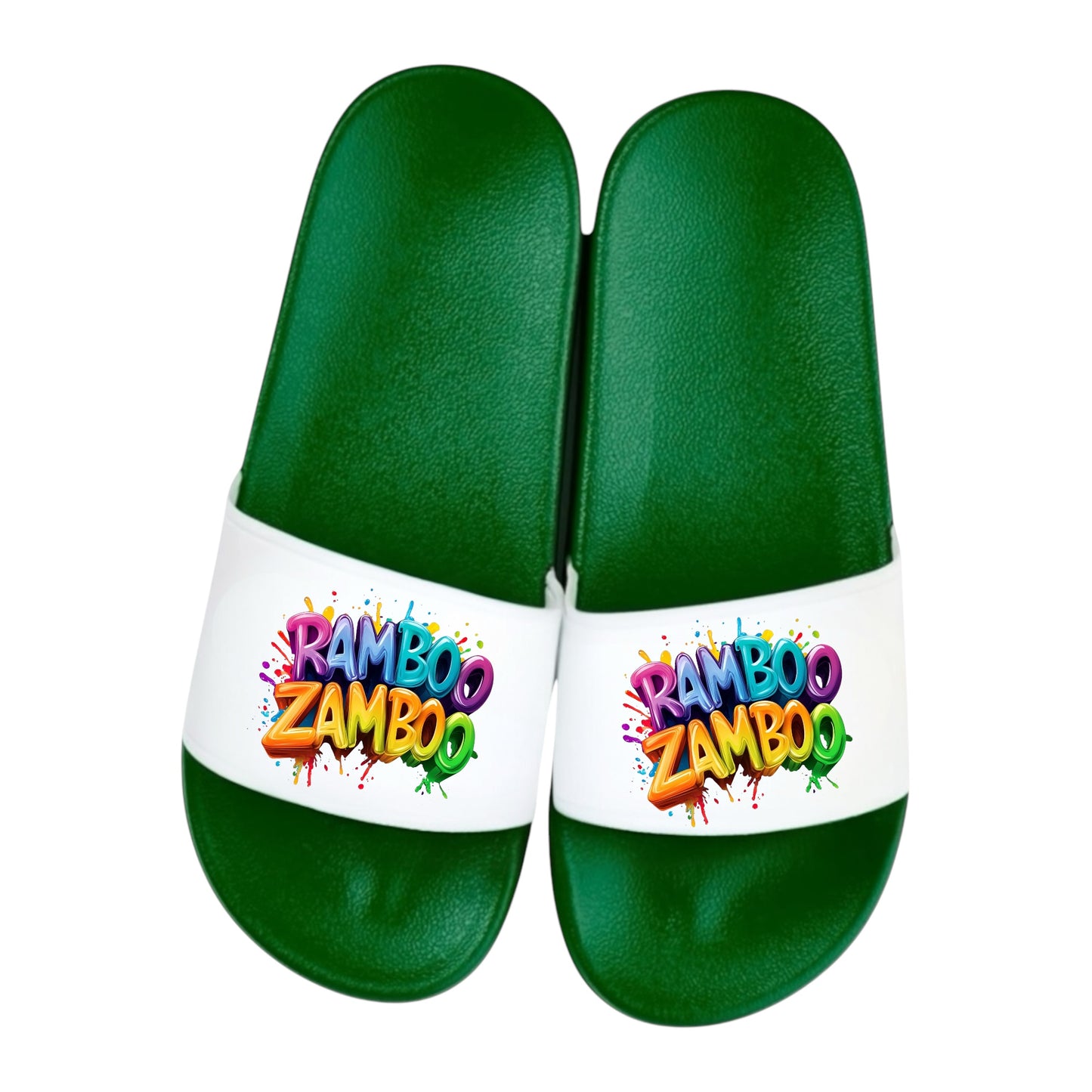 Badelatschen personalisiert „RAMBO ZAMBO“ – Schlappen Slipper - Badeschuhe Partyurlaub, Malle Fahrt, Abschlussfahrt, lustige Geschenkidee