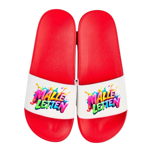 Badelatschen personalisiert „MALLE LETTEN“ – Schlappen Slipper - Badeschuhe Partyurlaub, Malle Fahrt, Abschlussfahrt, lustige Geschenkidee