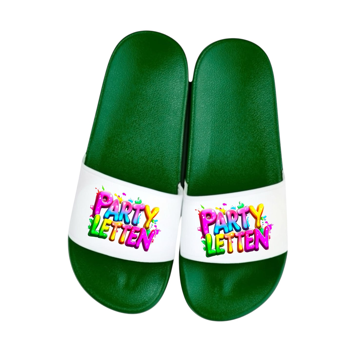 Badelatschen personalisiert „PARTY LETTEN“ – Schlappen Slipper Slides - Badeschuhe Partyurlaub, Malle Fahrt, Abschlussfahrt, lustige Geschenkidee