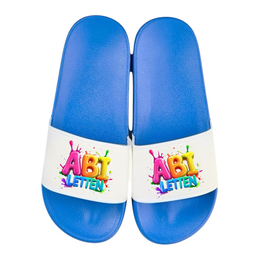adelatschen personalisiert „ABI LETTEN “ – Schlappen Slipper - Geschenk zum Abitur, ABI, lustige Geschenkidee, Abschluss, Hochschulreife