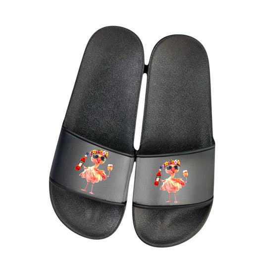 Badelatschen „Flamingo Aperol“ – Schlappen Slipper Slides - Badeschuhe Partyurlaub, Malle Fahrt, Mädelsurlaub