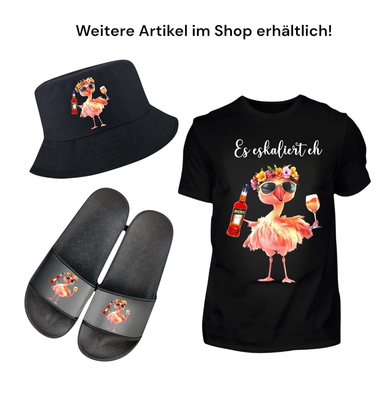 Fischerhut - "Flamingo Aperol" Sonnenhut – lustiger Party Hut, Mädelsurlaub, Malle-Tour