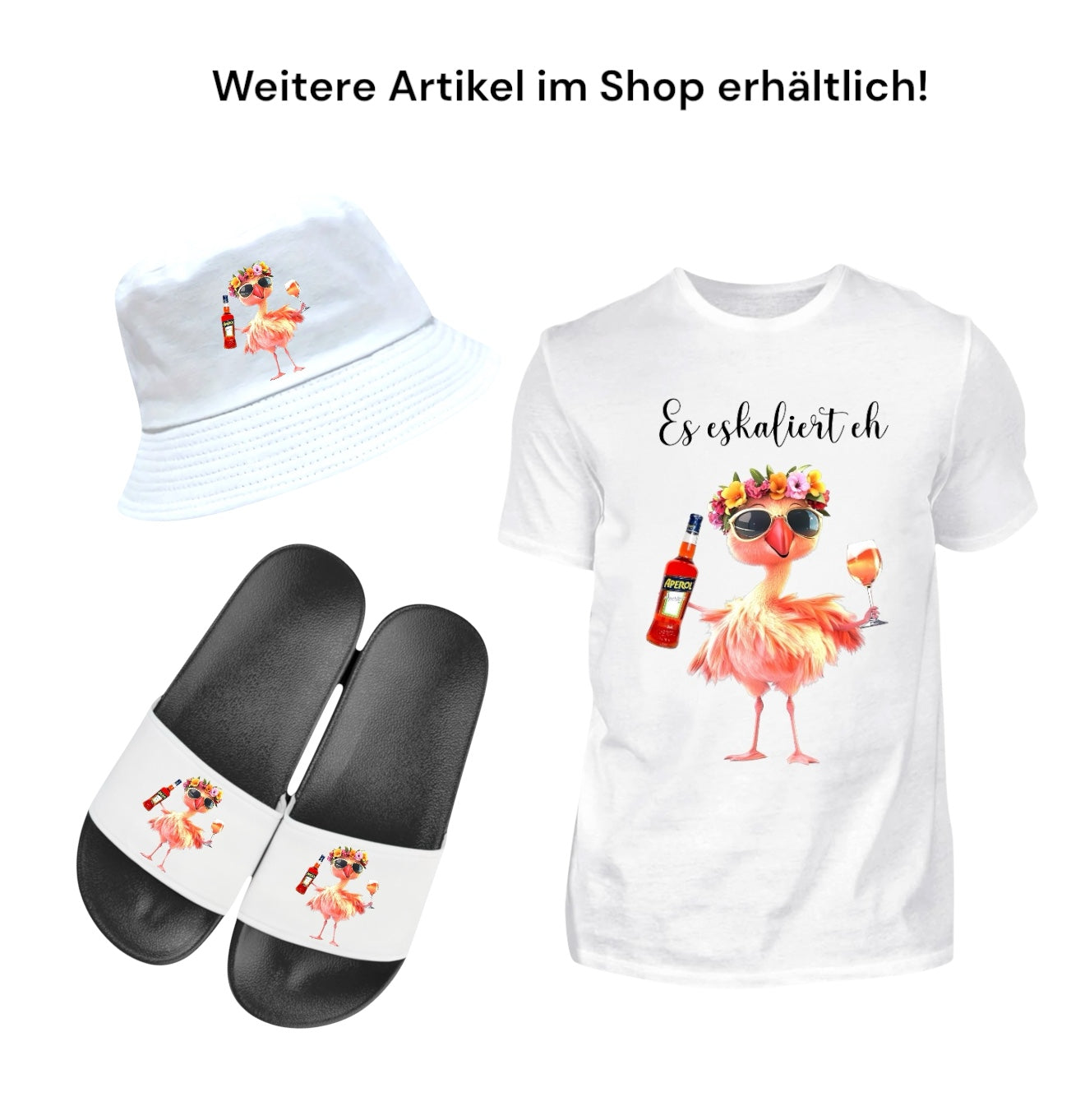 Fischerhut - "Flamingo Aperol" Sonnenhut – lustiger Party Hut, Mädelsurlaub, Malle-Tour