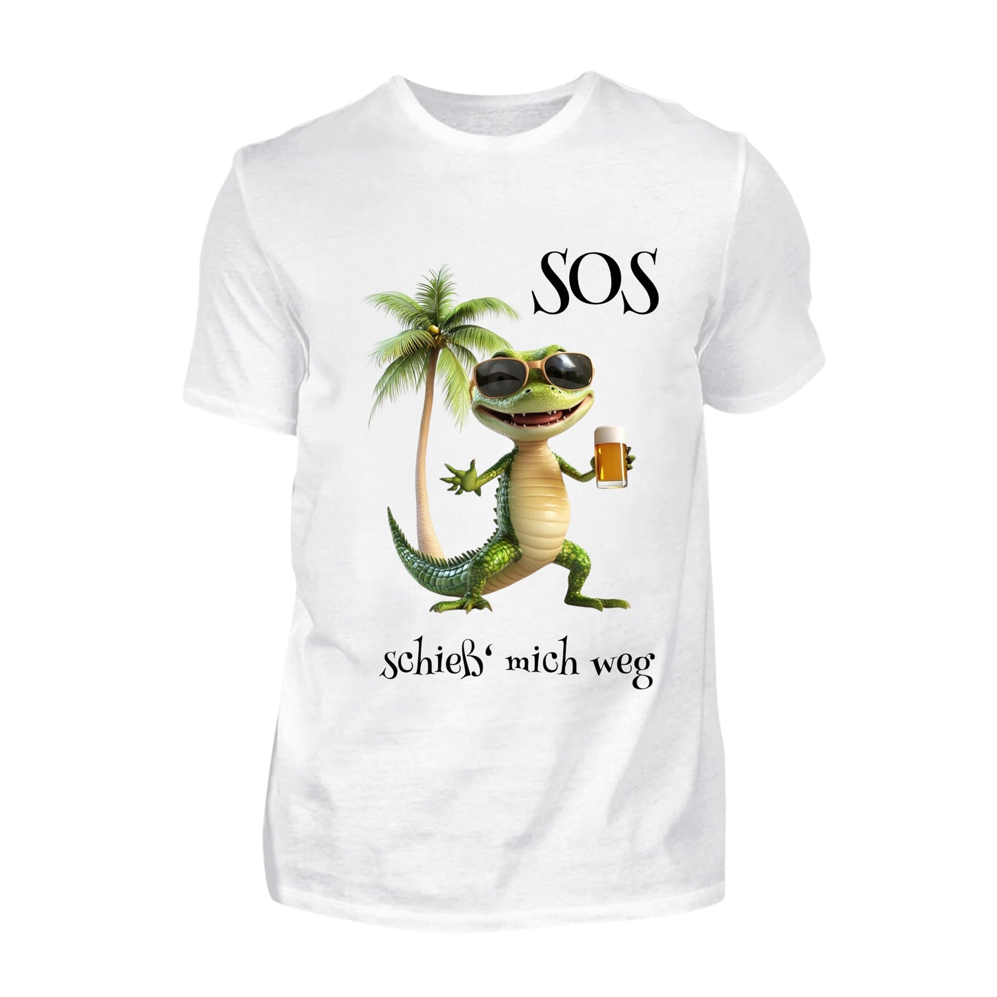 T-Shirt - Party-Shirt „SOS – schieß’ mich ab“  - Malle 2025, lustiges Party Shirt, Mallorca Tour