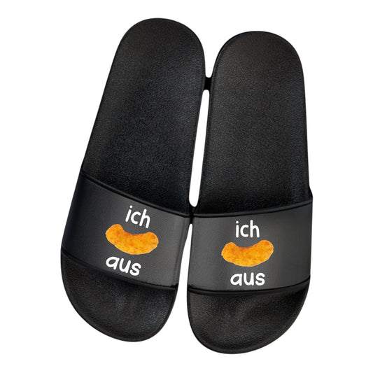 Badelatschen „Ich flipp aus“ mit Erdnussflip-Motiv – Schlappen Slipper Slides - Badeschuhe Partyurlaub, Malle Fahrt