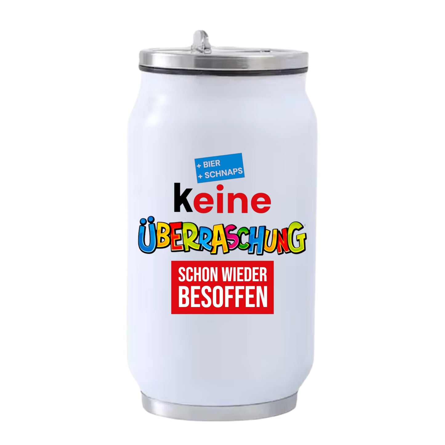 Thermobecher To Go – "Keine Überraschung, schon wieder besoffen" – 400 ml Cola-Dosen-Design mit Kultfaktor –